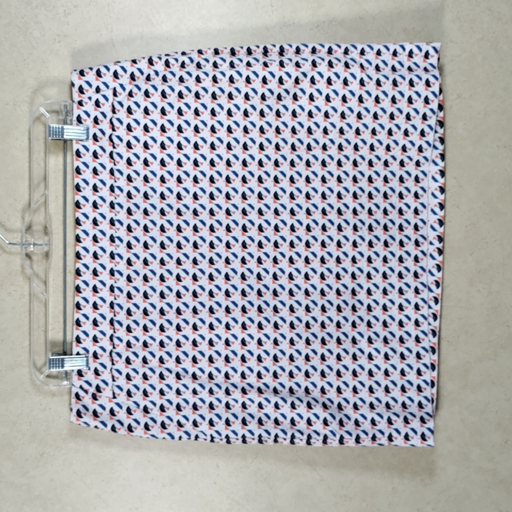 05168 Ann Taylor blue, orange, & black Madison cotton skirt 12 NEW
